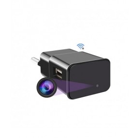 Mini caméra d'espionnage intelligente chargeur USB prise européenne, WIFI et DV, HD 1080P, carte micro SD 128GO