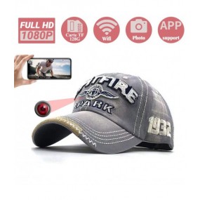 Mini caméra HD 1080P Casquette Gris WIFI Vision nocturne Sport Plein air