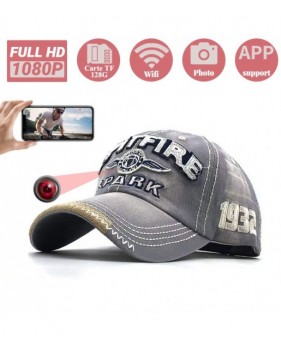 Mini caméra HD 1080P Casquette Gris WIFI Vision nocturne Sport Plein air
