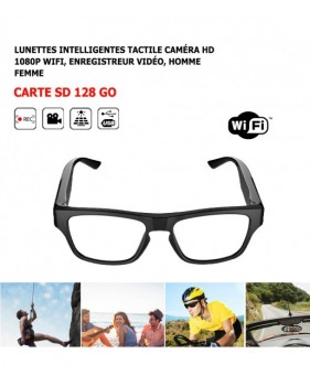 Lunettes Intelligentes 1080P WiFi, Conduite Automobile, Plein Air, Carte mémoire 128 Go