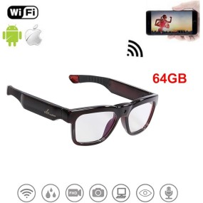 Lunettes caméra WiFi diffusion en direct de vidéos et photos, caméra Ultra Full HD et verres polarisés