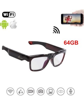 Lunettes caméra WiFi diffusion en direct de vidéos et photos, caméra Ultra Full HD et verres polarisés