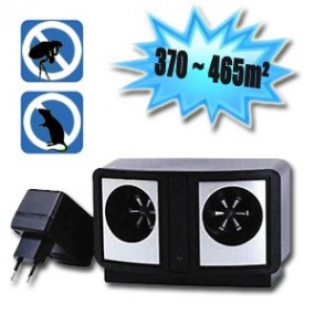 Repousse anti nuisible ultrasonique pour rongeur, insecte et cafard - 370 ~ 465m² (sans obstacles)