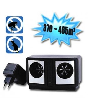 Repousse anti nuisible ultrasonique pour rongeur, insecte et cafard - 370 ~ 465m² (sans obstacles)