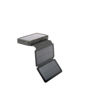 Batterie externe 20000 mAh  2 entrées, 2 ports USB 2.1A gris pliable + 2 panneaux solaire amovible