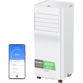 COMFEE' Climatiseur Mobile 9000 BTU/h 2,6kW, Classe A, 3 Modes, 3 Vitesses de ventilation