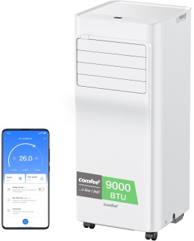 COMFEE' Climatiseur Mobile 9000 BTU/h 2,6kW, Classe A, 3 Modes, 3 Vitesses de ventilation