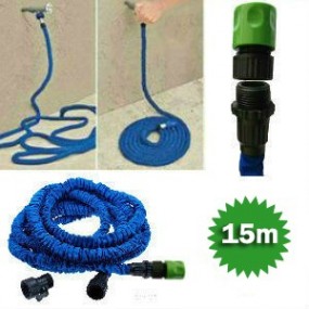 Tuyau d’arrosage extensible Xhose 5m étirable jusqu’à 15m avec adaptateur type gardéna intégré