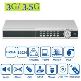 Enregistreur DVR en temps réel- 16 canaux - Double flux - avec détection de mouvement - compatible téléphone 3G / 3.5 G