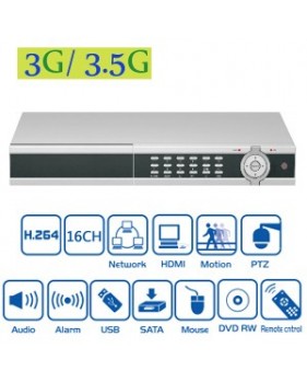 Enregistreur DVR en temps réel- 16 canaux - Double flux - avec détection de mouvement - compatible téléphone 3G / 3.5 G