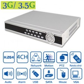 Enregistreur DVR en temps réel - 4 canaux -Double flux - compatible téléphone 3G / 3.5 G - avec télécommande IR