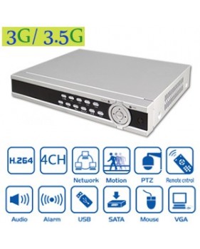 Enregistreur DVR en temps réel - 4 canaux -Double flux - compatible téléphone 3G / 3.5 G - avec télécommande IR