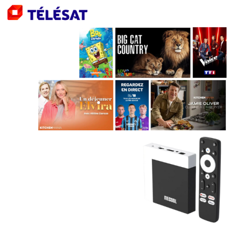 Télésat via internet + box Android TV 4K