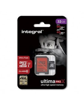 Carte Mémoire Micro SDHC - 32Go - Intégral - Classe 10 + Adaptateur SD