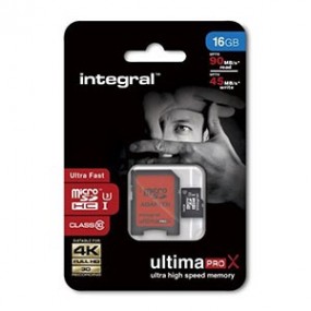 Carte Mémoire Micro SDHC - 16Go - Intégral - Classe 10 + Adaptateur SD