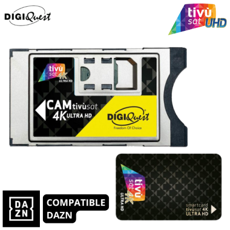 Module Tivùsat Digiquest 4K UHD et carte Mini décodeur avec carte d'accès Tivùsat compatible UHD