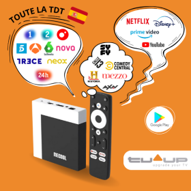 TVup Premium 12 mois & box Android TV 4K Plus de 200 chaînes espagnoles dont 13 premium pour le plaisir de toute la famille
