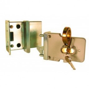 Serrure manuelle pour portail coulissant en applique - avec gâche