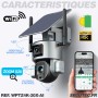 Double caméra pilotable solaire Wifi Ultra HD 4K Zoom X20 IR avec alarme et sirène microSD 128 Go