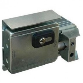 Serrure électrique pour portail coulissant en applique avec demi-cylindre - 12V