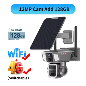 Caméra solaire extérieure LS VISION 6K 4G SIM & Wi-Fi, double écran, objectif multiple 12 MP, PTZ, zoom 10x, détection PIR