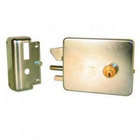 Serrure électrique pour portail coulissant en applique avec cylindre rond 50 mm - 12V - Version gauche