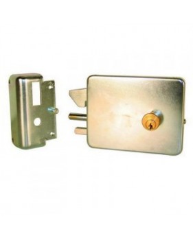 Serrure électrique pour portail coulissant en applique avec cylindre rond 50 mm - 12V - Version gauche