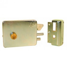 Serrure électrique pour portail coulissant en applique avec cylindre rond 50 mm - 12V - Version droite