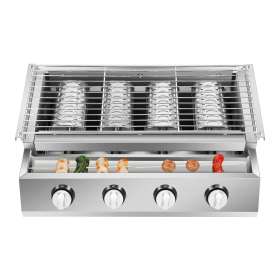 Gril de barbecue au gaz propane à 4 brûleurs, portable et amovible, sans fumée, idéal pour patio et jardin