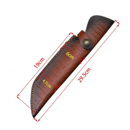Couteau de chasse à lame fixe avec fourreau en cuir