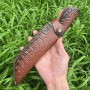 Couteau de chasse à lame fixe en cuir de vache gaufré de 29.9cm