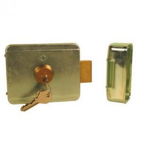 Serrure électrique à pêne basculan avec cylindre rond 50 mm même clé - 12V