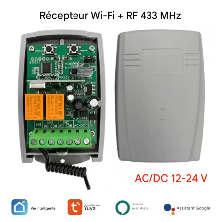 Tuya ouvre-porte de Garage WIFI, récepteur de porte 2ch 433mhz 433.92mhz, Code roulant fixe universel, commutateur de contrôleur multi-marque