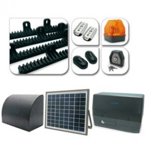 Kit coulissant 12V - 350kg -  jusqu’à 8 mètres d’ouverture + alimentation solaire  7W - 12V