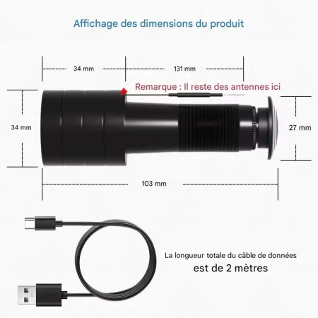 Sonnette WiFi HD avec caméra vidéo judas 3MP grand angle 170°, détection humaine, audio bidirectionnel, caméra œil de chat sans fil
