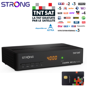STRONG SRT 7410 Décodeur Satellite TNTSAT Astra + Carte TNTSAT + Câble HDMI Offert