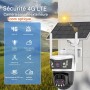  Caméra solaire 4G à Zoom optique 10X pour l'extérieur, avec carte Sim, double objectif 12MP 6K, trois écrans PIR, détection humaine, protection de sécurité