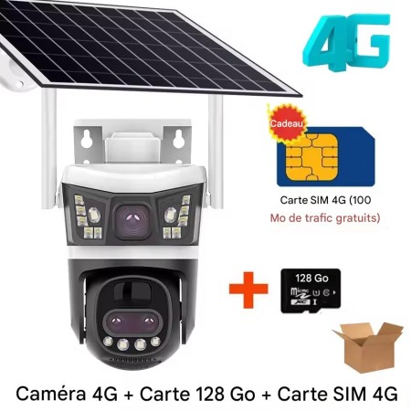 Caméra solaire 4G à Zoom optique 10X pour l'extérieur, avec carte Sim