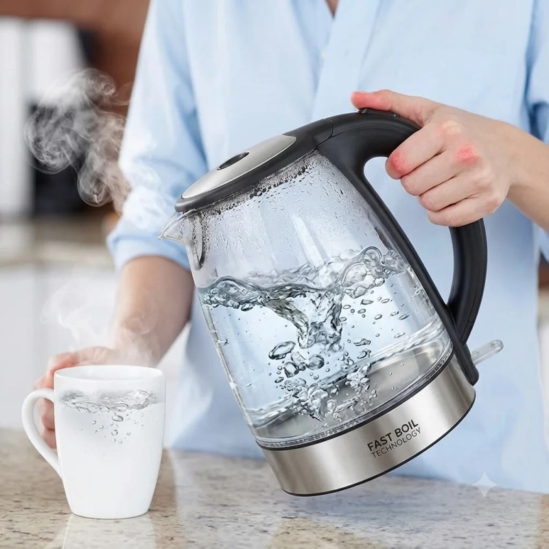 Bouilloire Électrique Verre 2L 2200W Contrôle Température Maintien Chaud