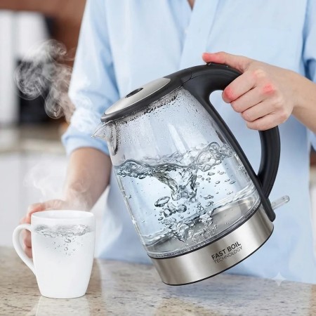 Bouilloire Électrique Verre 2L 2200W Contrôle Température Maintien Chaud