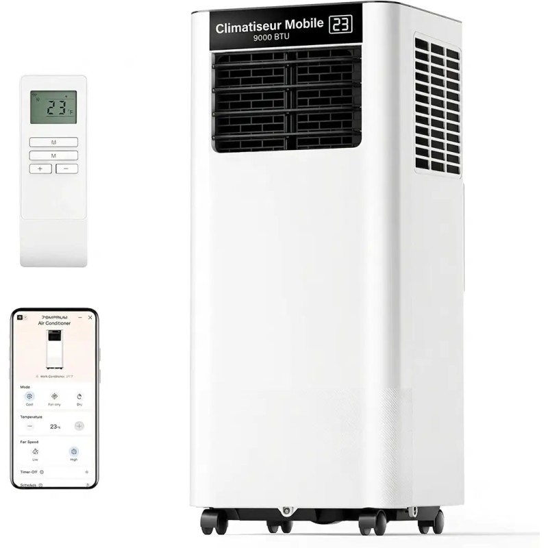 Climatiseur Mobile 9000 BTU WiFi 3-en-1 Silencieux