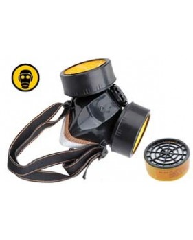 Masque de protection à gaz pour nez et bouche + 2 Cartouches pour gaz acides