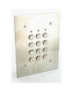 Clavier à codes filaire avec plastron inox et touches métalliques - à encastrer - 12/24V