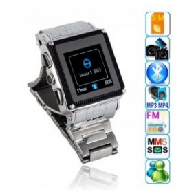 Montre téléphone portable - étanche - écran de 1.5" - bluetooth - mp3 - apareil photo 1.3 Megapixel - Coloris Argent