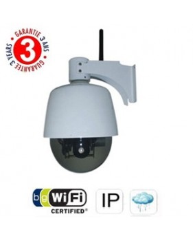 Caméra réseau IP extérieure dôme - WIFI - CMOS 1/4" - Résolution 640*480 - Zoom X3 - Angle de vision 30.7°- 69° - Motorisée