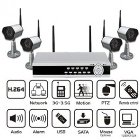 Kit 4 caméras couleur sans fil + DVR numérique 4 canaux - 2.4 GHz