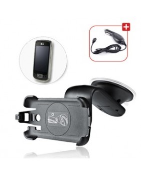 Support de voiture pour telephone portable LG P500 -  avec chargeur allume-cigare