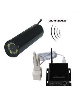 Caméra couleur sans fil portable - 480 lignes TV - Angle de vue 62° + Récepteur sans fil 2.4 GHz avec module Wifi