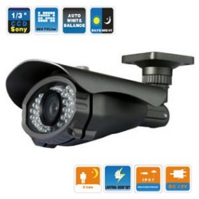 Caméra couleur  J/N extérieur CCD 1/3" - 700 LTV - Angle de vue 90° - avec vision nocturne de 15m