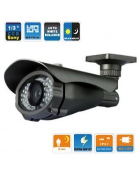 Caméra couleur  J/N extérieur CCD 1/3" - 700 LTV - Angle de vue 90° - avec vision nocturne de 15m